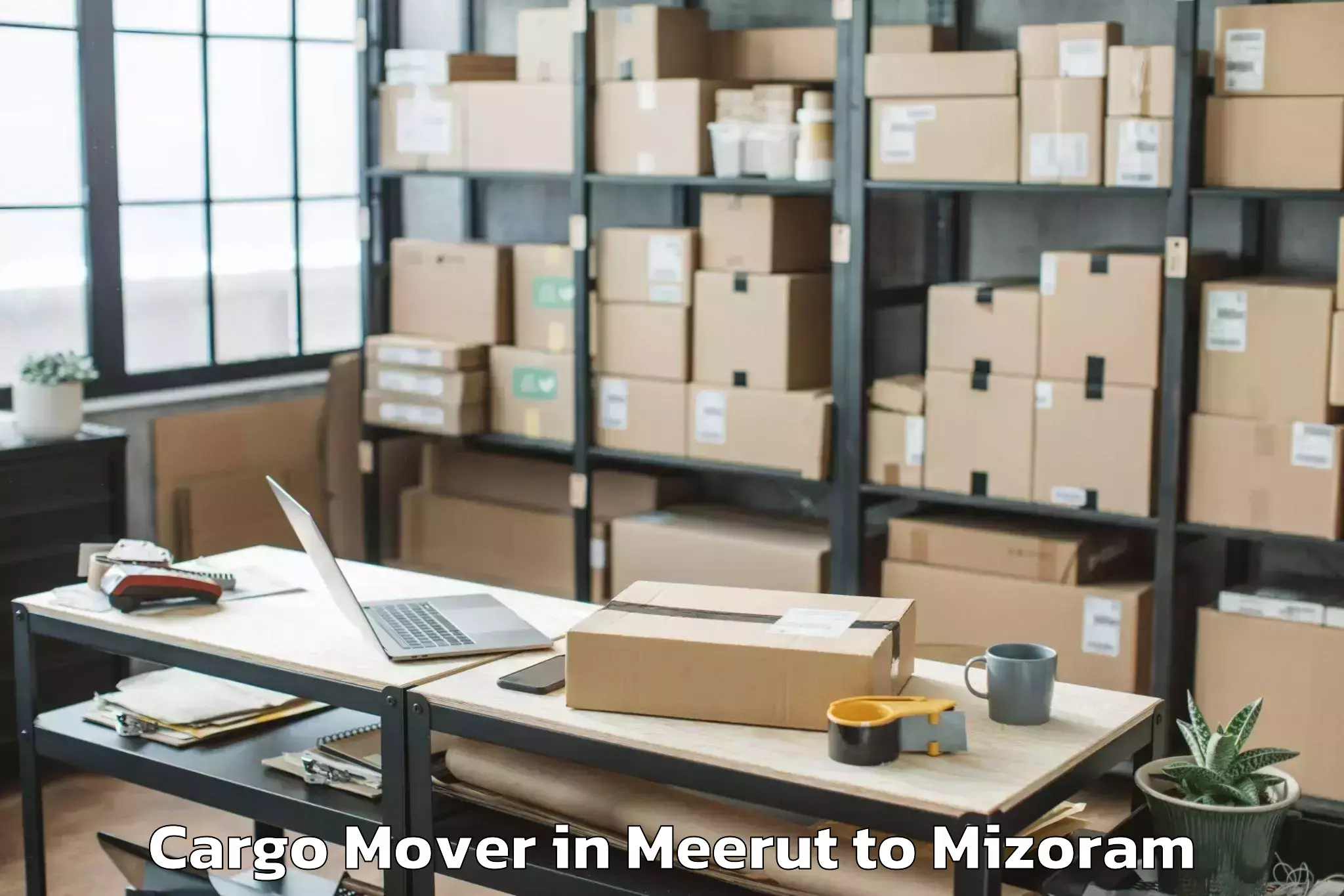 Top Meerut to Khawzawl Cargo Mover Available